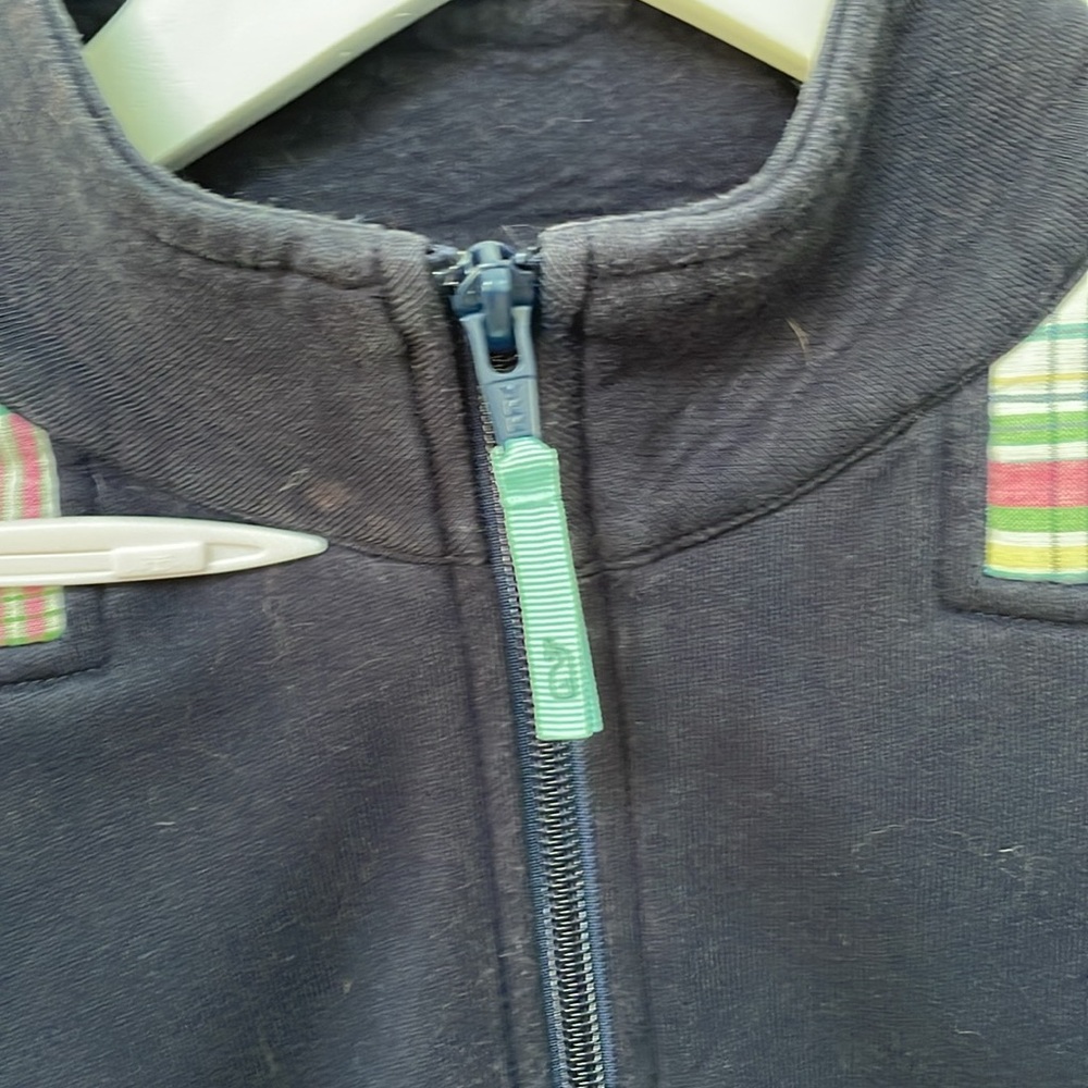 Vineyard Vines Pullover Shep Navy Blue w/ Madras Plaid 3/4 Zip Size M - Picture 4 of 6